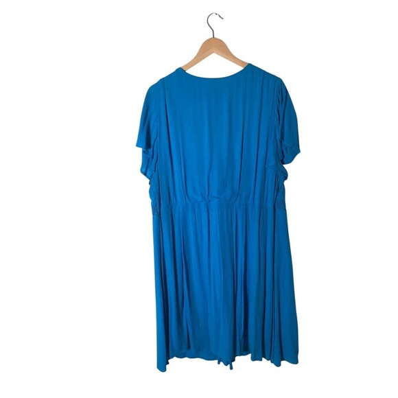 Torrid Dress Women's Size 2X Blue Lace Trim V-Neck Tie Closure Short Sleeve - Picture 2 of 8